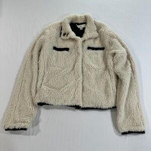 Foundry Supply Co Sherpa Jacket Womens Large Ivory Faux Fur Teddy Fleece Teddy